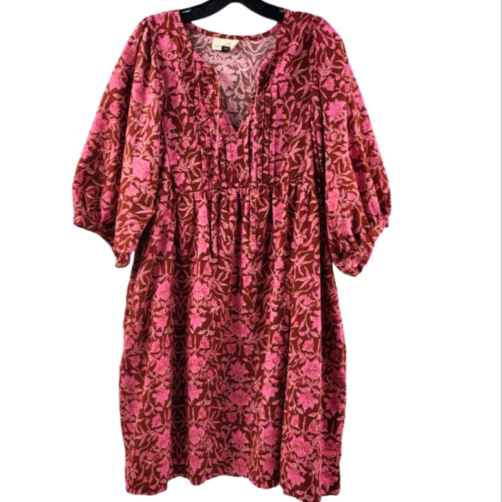 Universal Thread Floral Puff Sleeve Bohemian Tie Front Dress Size XXL.